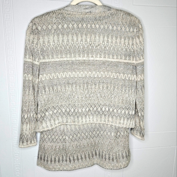 H&M 2-piece Set Peplum Tank and Crop Cardigan Gray Silver Glittery M EUC GLAM - Picture 2 of 14